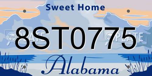 8ST0775 Alabama License Plate