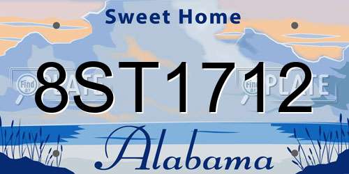 8ST1712 Alabama License Plate