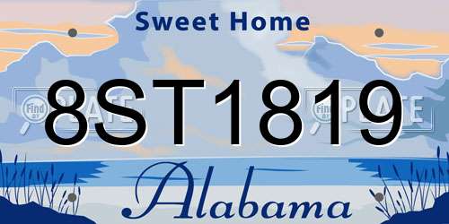 8ST1819 Alabama License Plate