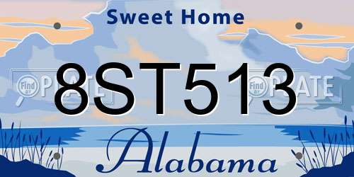 8ST513 Alabama License Plate