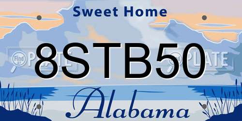 8STB50 Alabama License Plate