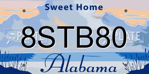 8STB80 Alabama License Plate