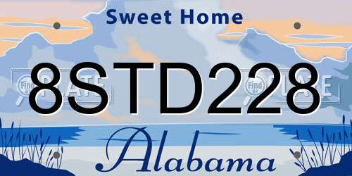 8STD228 Alabama License Plate