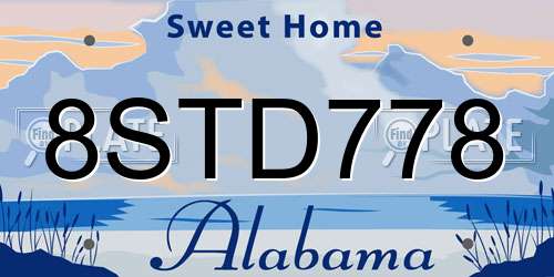8STD778 Alabama License Plate