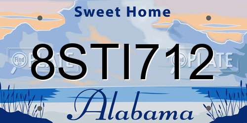 8STI712 Alabama License Plate