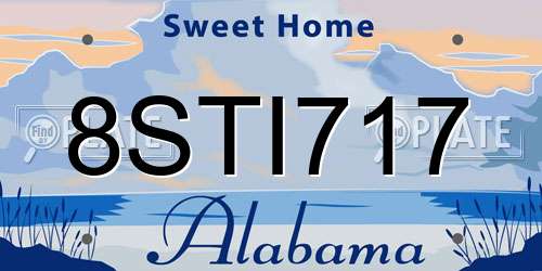 8STI717 Alabama License Plate