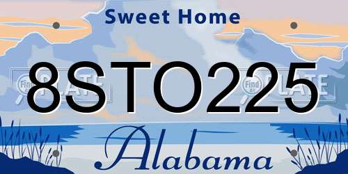 8STO225 Alabama License Plate