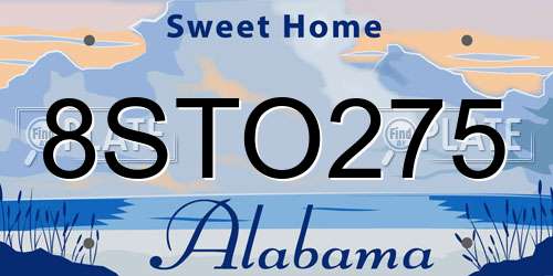 8STO275 Alabama License Plate