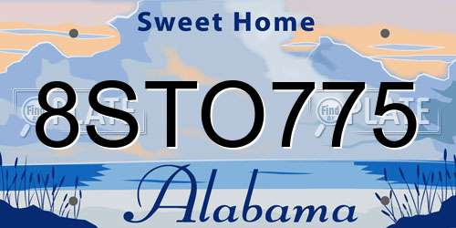 8STO775 Alabama License Plate