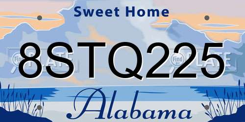 8STQ225 Alabama License Plate