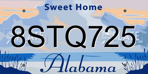 8STQ725 Alabama License Plate