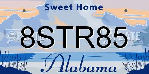8STR85 Alabama License Plate