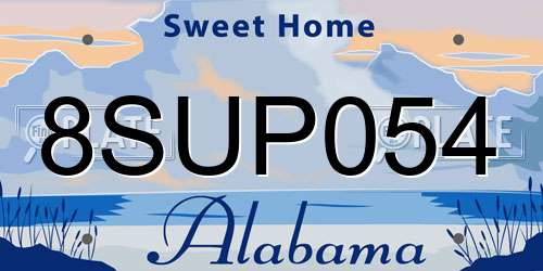 8SUP054 Alabama License Plate
