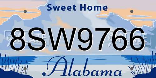 8SW9766 Alabama License Plate