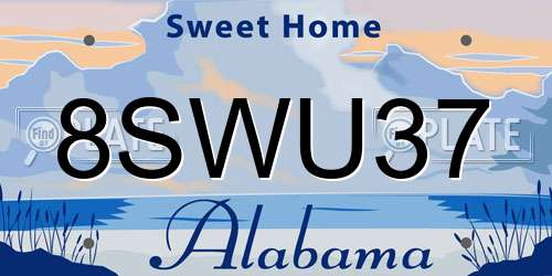 8SWU37 Alabama License Plate