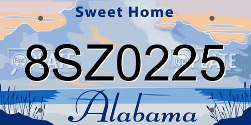 8SZ0225 Alabama License Plate