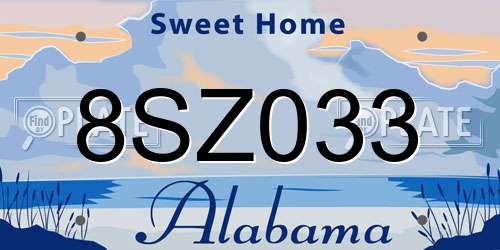 8SZ033 Alabama License Plate