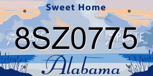 8SZ0775 Alabama License Plate