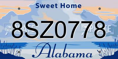8SZ0778 Alabama License Plate