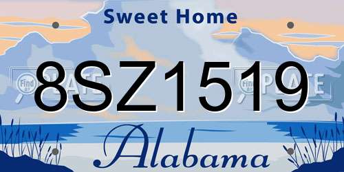 8SZ1519 Alabama License Plate
