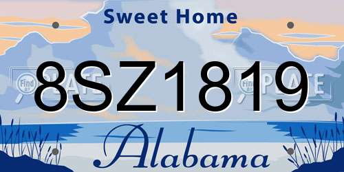 8SZ1819 Alabama License Plate
