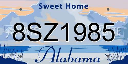 8SZ1985 Alabama License Plate