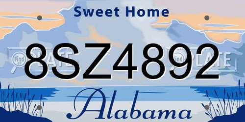 8SZ4892 Alabama License Plate