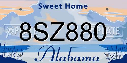8SZ880 Alabama License Plate
