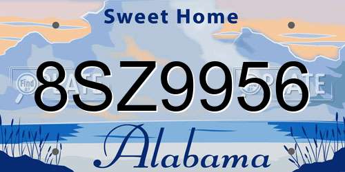 8SZ9956 Alabama License Plate