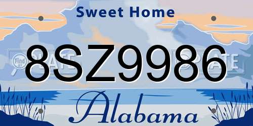 8SZ9986 Alabama License Plate