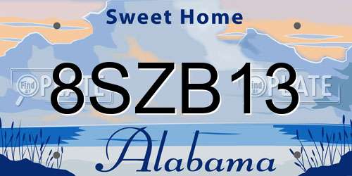 8SZB13 Alabama License Plate