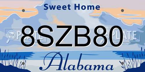 8SZB80 Alabama License Plate