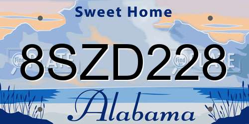 8SZD228 Alabama License Plate