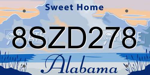 8SZD278 Alabama License Plate
