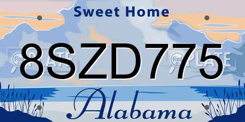 8SZD775 Alabama License Plate