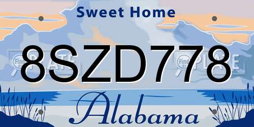8SZD778 Alabama License Plate