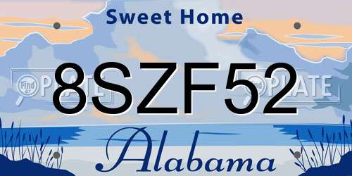 8SZF52 Alabama License Plate