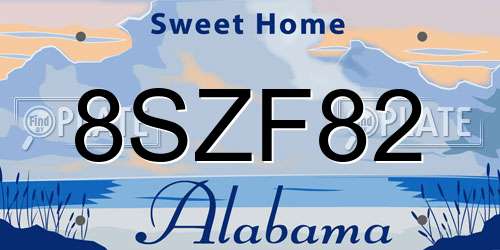 8SZF82 Alabama License Plate