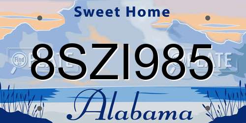 8SZI985 Alabama License Plate