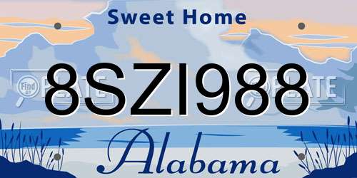 8SZI988 Alabama License Plate