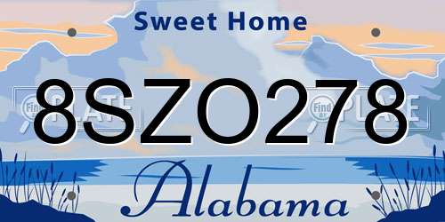 8SZO278 Alabama License Plate