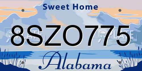 8SZO775 Alabama License Plate