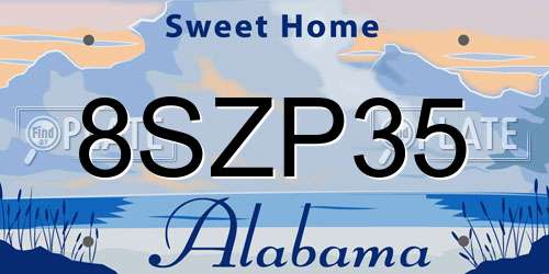 8SZP35 Alabama License Plate