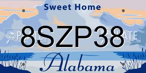 8SZP38 Alabama License Plate