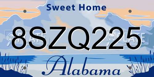 8SZQ225 Alabama License Plate