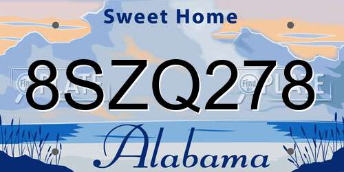 8SZQ278 Alabama License Plate