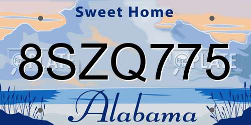 8SZQ775 Alabama License Plate