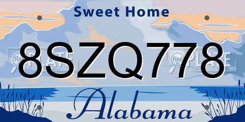8SZQ778 Alabama License Plate