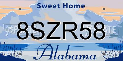 8SZR58 Alabama License Plate