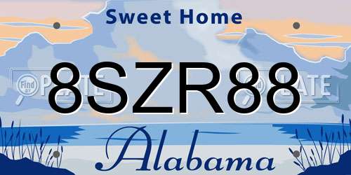 8SZR88 Alabama License Plate